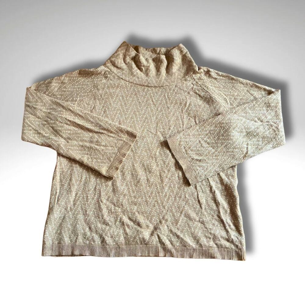 Merino Herringbone Mock Neck Sweater | Alpaca Blend | Neutral Oatmeal Knit